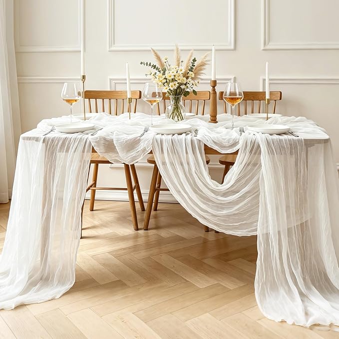 3Pcs Ivory White Table Runner, 10FT Rustic White Table Runner 35*120inch Boho - Image 7