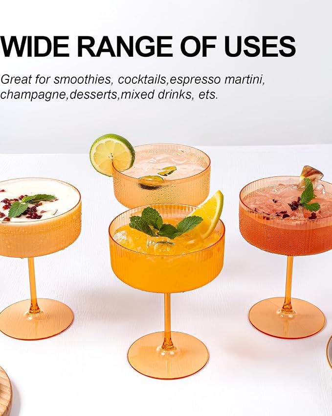 Ciaell 12 Pack Amber Plastic Martini Glasses - Image 2