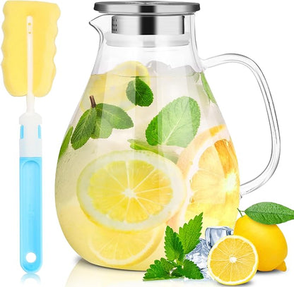SUSTEAS 2.2 Liter 75oz Glass Pitcher, Water Pitcher by SUSTEAS