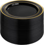 BESTVIP 100Pcs Black Plastic Plates, 10.25 Inch Disposable Party Plates | Heavy by Bestvip