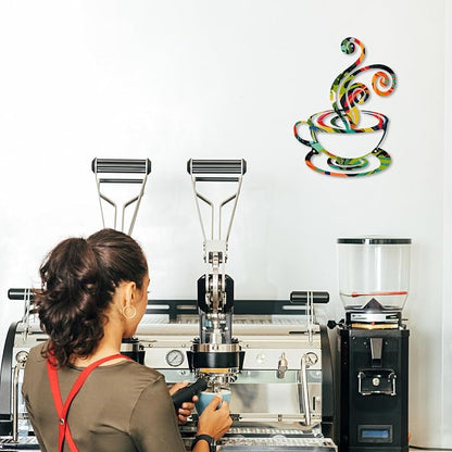 Oubasa Metal Pour Coffee Cup Wall Decor, Minimalist Cafe Themed - Image 5
