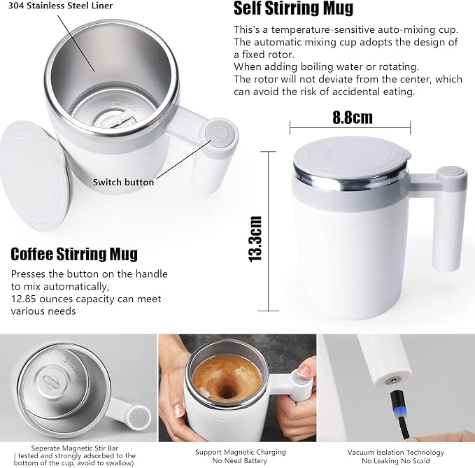 Self Stirring Mug, Rechargeable Auto Magnetic Coffee Mug - Image 2
