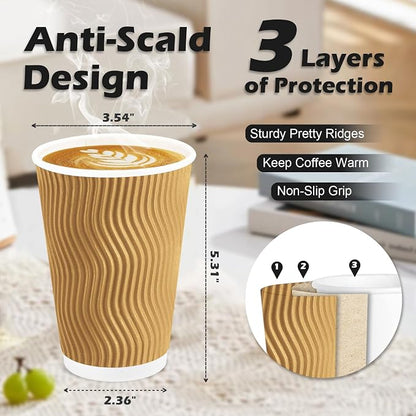 Lamosi 90 Pack Coffee Cups 16 oz, Disposable Paper Coffee Cups No Lids | - Image 2