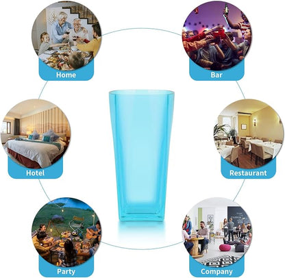 Top-spring 20 Oz Reusable Plastic Water Tumbler 6pcs Blue BPA Free | Thickened - Image 7