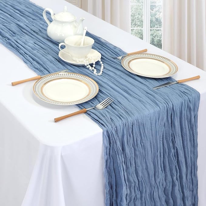 12 Pack Dusty Blue Cheesecloth Table Runner 35 x 120 Inch | Boho Gauze Cheese - Image 3