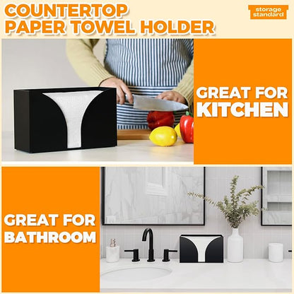 Storage Standard Multifold Paper Towel Dispenser Countertop - Matte Black Paper Towel Holder Bathroom, Durable Acrylic Napkin Holder for Bathroom, Kitchen, Office & Restaurant, 10.75 x 6.5 x 4 Inches