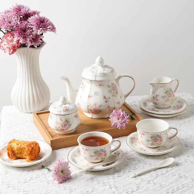 Sweejar 23 Pcs Floral Tea Sets - Image 6
