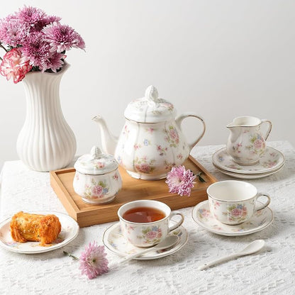 Sweejar 23 Pcs Floral Tea Sets - Image 6