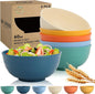 Wheat Straw Bowls 60 OZ, Unbreakable Large Salad Bowl Set of 6, Microwave and Dishwasher Safe Big Bowls for Kitchen, Camping, Picnic, RV, Serving Bowl Set for Ramen, Cereal, Soup - Multi