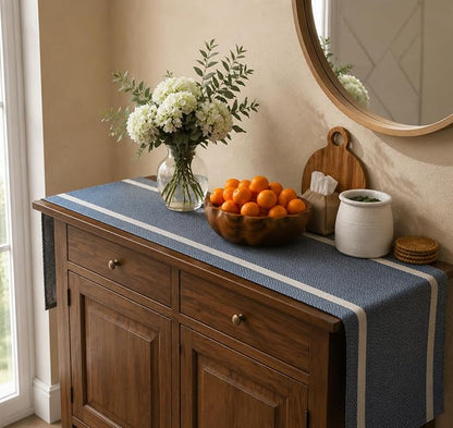 FAVE Woven Navy Blue Table Runner Woven - Image 5