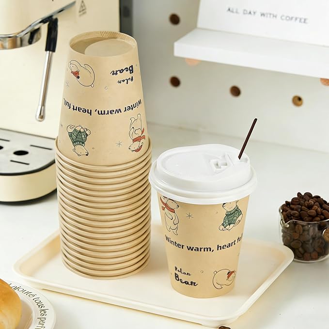 12 OZ 25 Pack Disposable Cups Paper Coffee Cups - Image 2