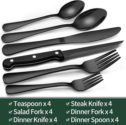 EWFEN 24-Piece Black Silverware Set - Image 2