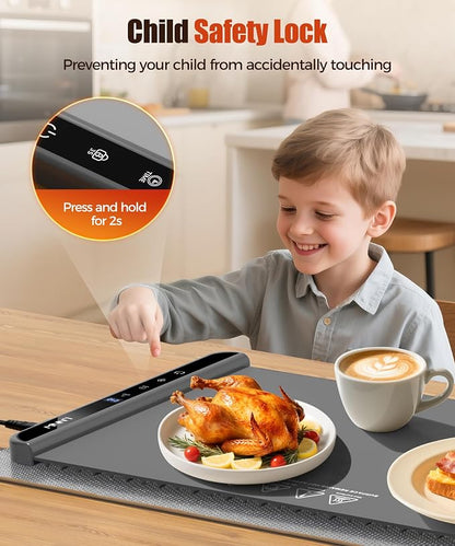 Warming Mat for Food, 26x15 Inch, Dark Grey, Fast Heat, Child Lock | Includes - Image 7