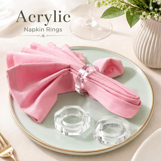 Clear Acrylic Napkin Rings Set of 12 - Image 2