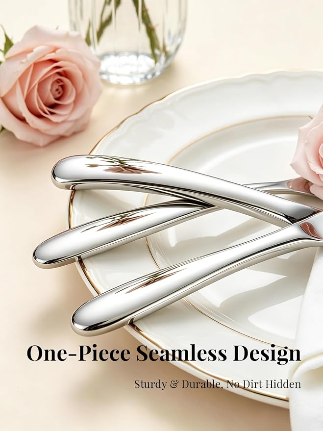 Modern Silverware Set for 4 Premium 20 Piece Flatware Set 18/10 Stainless - Image 3