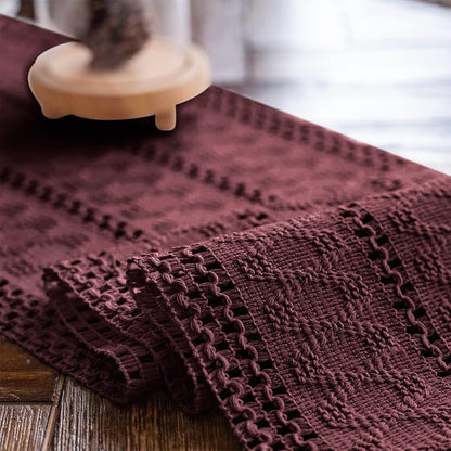 Macrame Table Runner Burgundy Boho Table Runners - Image 5