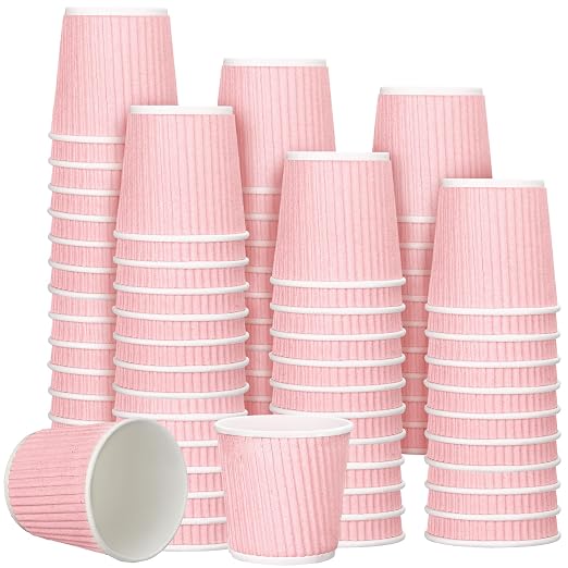 Yaomiao 200 Pcs 4 oz Disposable Espresso Coffee Cups Ripple Corrugated Paper by Yaomiao