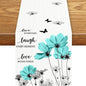 Blue Daisy Table Runner, Boho Spring Floral Flower Butterfly Farmhouse Coffee by Unknown