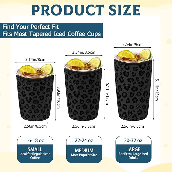 3 Pack Reusable Iced Coffee and Cold Soda Insulated Neoprene Cup Sleeve | Funny - Image 2