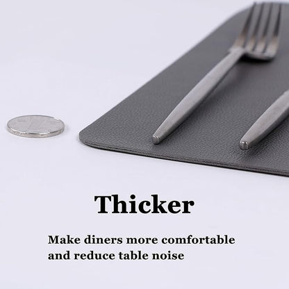 Wipeable Placemats Leather Table Mats Waterproof Heat-Resistant Easy to Clean for Dining Table Set Kitchen Table (4, Grey)