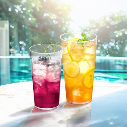 Amazing Abby - Cafely - 16-Ounce and 24-Ounce Plastic Tumblers (Set of 12), Plastic Drinking Glasses, Restaurant-Style Cups, Stackable, BPA-Free, Shatter-Proof, Dishwasher-Safe, Clear