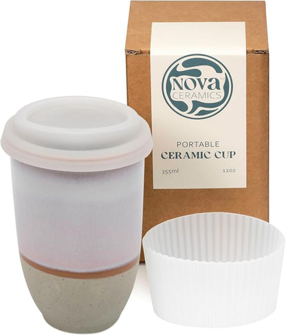 NOVA CERAMICS Travel Mug – Portable Coffee Tumbler – Unique to Go Mug – by NovaCeramics