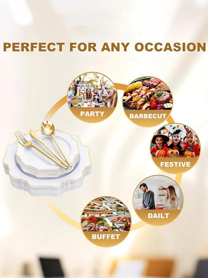 175Pcs Gold Plates Disposable - Image 10