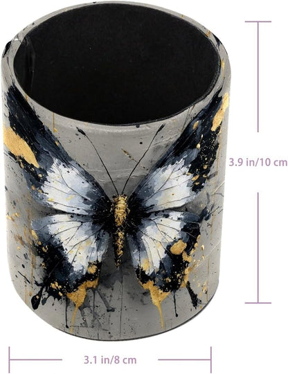 Leather Pen Holder for Desk, Watercolor Butterfly Pencil Cup Pen Organizer - Image 3