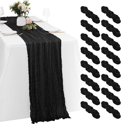 16 Pack Black Cheesecloth Table Runners 20x120 Inch Gauze Table Runner Cheese by Yorcari