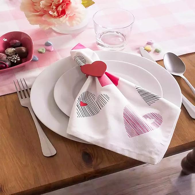 wonlex Valentine’s Day Napkin Rings Set of 6, Dinner Party, Serviette - Image 3
