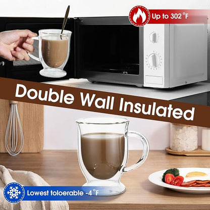 Gejoy 6 Sets Double Wall Glass Coffee Mugs - Image 7