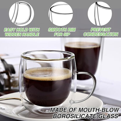 Espresso Cups Set of 4, 5oz Espresso Shot Glass Double Walled Coffee Cups | - Image 5