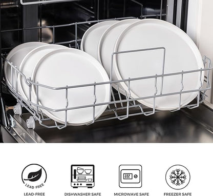 AmorArc Ceramic Dinnerware Sets for 4,Stoneware Plates and Bowls Sets,Chip and Crack Resistant | Dishwasher & Microwave Safe Ceramic Dishes,Service for 4 (12pc)-White