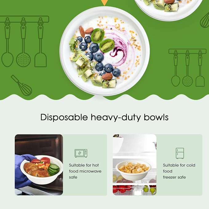 150 Pack 16 oz Compostable Paper Bowls Disposable - Image 4