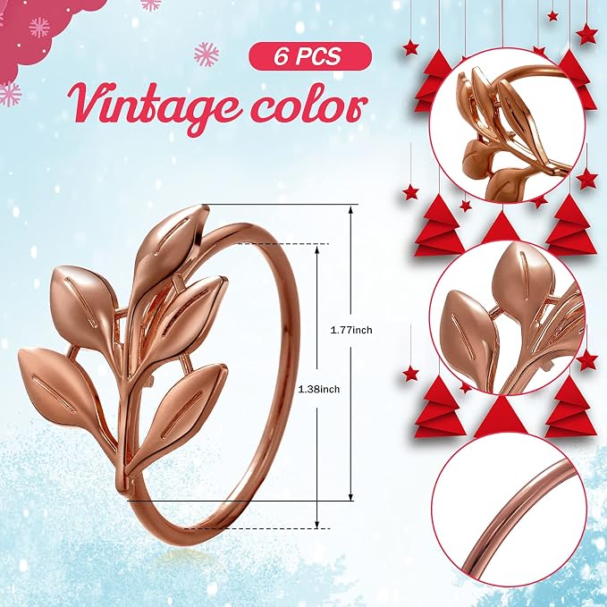 WILLBOND Leaf Napkin Rings Holders Fall Party Napkin Rings - Image 2