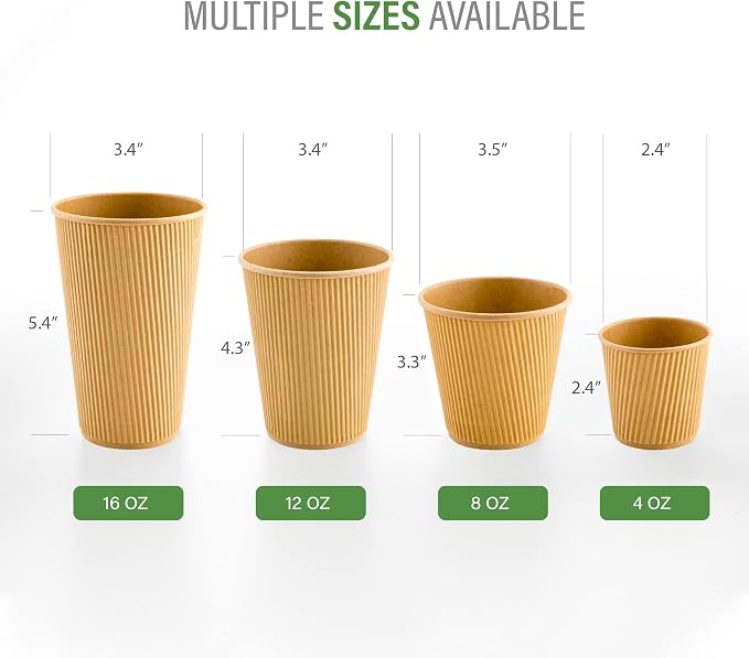 Restaurantware Ripple Wall Coffee Cups 500 Count 8 Ounce Insulated Kraft Paper - Image 3