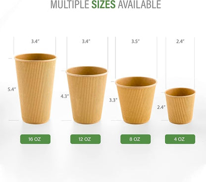 Restaurantware Ripple Wall Coffee Cups 500 Count 8 Ounce Insulated Kraft Paper - Image 3
