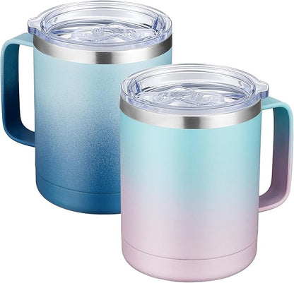 MEWAY 12oz Coffee Mug With Handle 2 Pack Bulk, Stainless Steel Insulated Travel by MEWAY