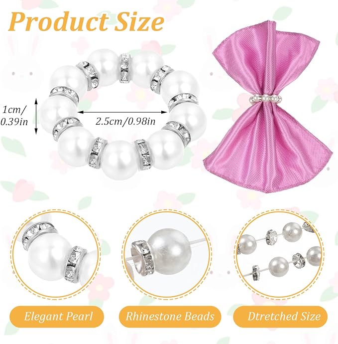 100Pcs Pearl Napkin Rings, Round Napkin Ring Holder, Elegant Serviette Napkin - Image 2