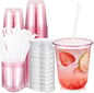 Ziliny 50 Sets 14 oz Pink Plastic Cups by Ziliny