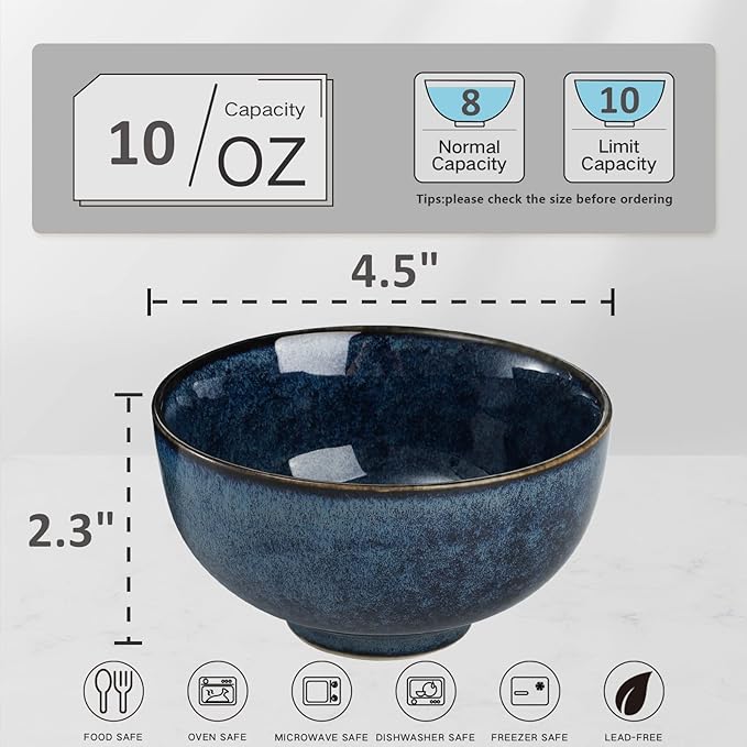 ZOOFOX Set of 8 Small Bowls, 10 Ounce Ceramic Bowls - Image 2