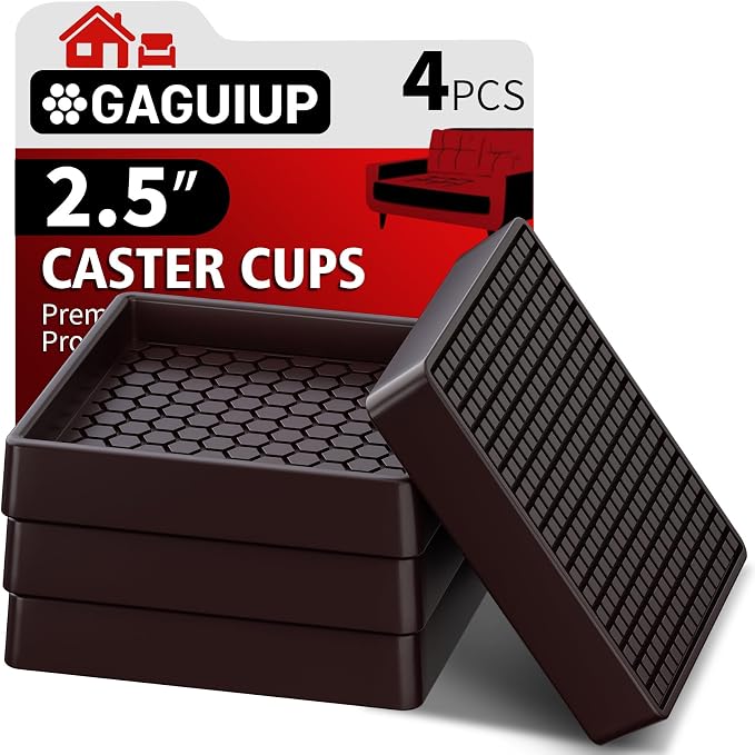 Non Slip Furniture Pads- 2.5"x2.5" Square Anti Skid Caster Cups Furniture by GAGUIUP