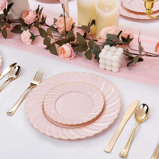YOUBET 125PCS Pink Plastic Plates - Image 4
