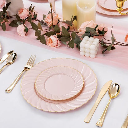 YOUBET 125PCS Pink Plastic Plates - Image 4