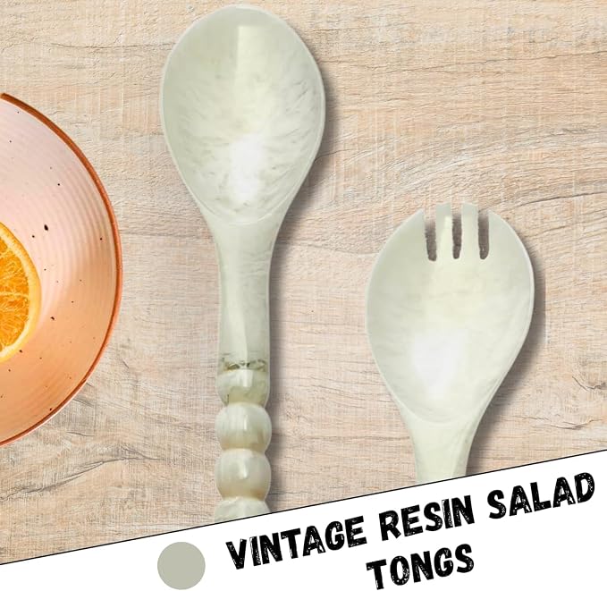 SS CRAFTS INDIA Premium 11" Pearl White Beaded Resin Salad Servers | Set of 2 - Image 3