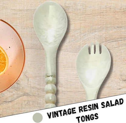 SS CRAFTS INDIA Premium 11" Pearl White Beaded Resin Salad Servers | Set of 2 - Image 3