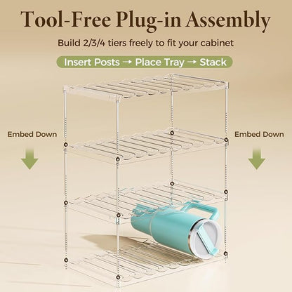 LAMU Stackable Water Bottle Organizer Holder Tumbler Cup Storage Rack | 4 Tier - Image 9