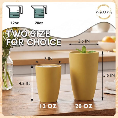 Wrova Wheat Straw Cups 6 PCS Good Alternative to Plastic Reusable Cups 12 oz - Image 3