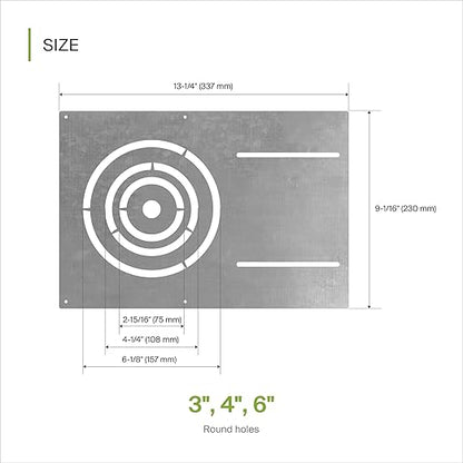 ASD 13 Inch New Construction Mounting Plate with Asymmetric Round Hole - 3/4/6 Inch Flat Steel Rough in Wafer Light Bracket, Shallow LED Recessed Lighting Housing, 72 Pack