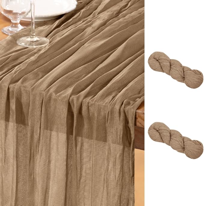 DeZerlor Nude Cheesecloth Table Runner 2 Pack Summer Table Runners Boho Gauze by DeZerlor